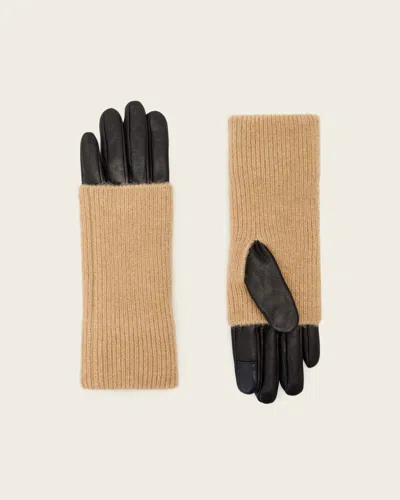 Allsaints Leather Onyx Leather Gloves In Brown