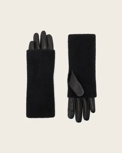 Allsaints Leather Onyx Leather Gloves In Black