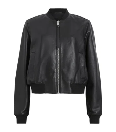 Allsaints Leather Orten Bomber Jacket In Black