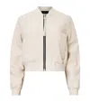 Allsaints Womens Orten Leather Bomber Jacket Onyx White In White