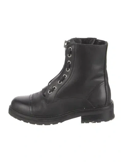 Pre-owned Allsaints Leather Printed Combat Boots In Black