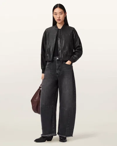 Allsaints Leather Repurpose Leather Bomber Jacket In Black