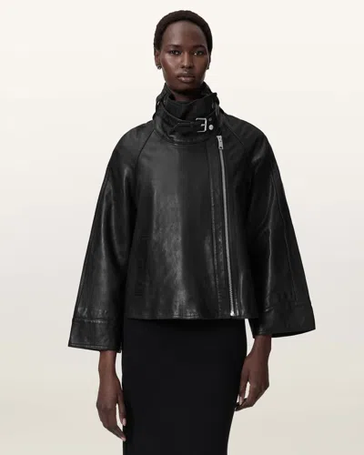 Allsaints Leather Rhodes Relaxed Fit Leather Jacket In Black