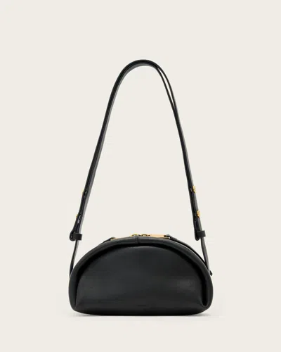 Allsaints Leather Rosalie Arc Leather Crossbody Bag In Black