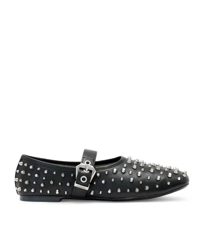 Allsaints Leather Sabine Stud Ballet Flats In Black