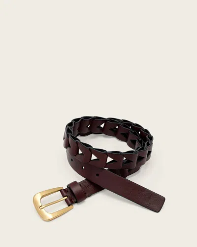 Allsaints Leather Sage Cut Out Leather Belt In Green