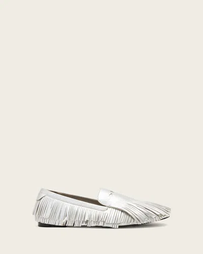 Allsaints Leather Sandy Metallic Fringe Loafers In Multi