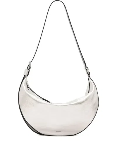 Allsaints Leather Shoulder Bag In Silver