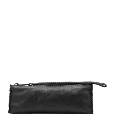 Allsaints Leather Siloh Pencil Case In Black