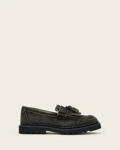 Allsaints Leather Skiff Tassel Loafers In Gray