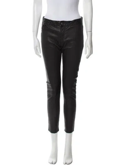 Pre-owned Allsaints Leather Skinny Leg Pants In Black
