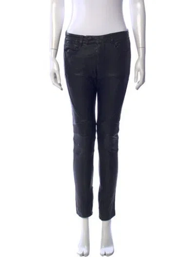 Pre-owned Allsaints Leather Skinny Leg Pants In Blue