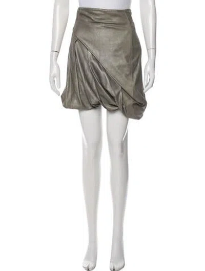 Pre-owned Allsaints Leather Skirt In Gray