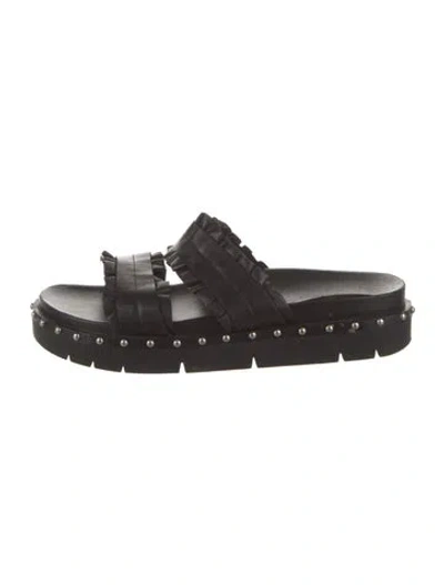 Pre-owned Allsaints Leather Slides In Black
