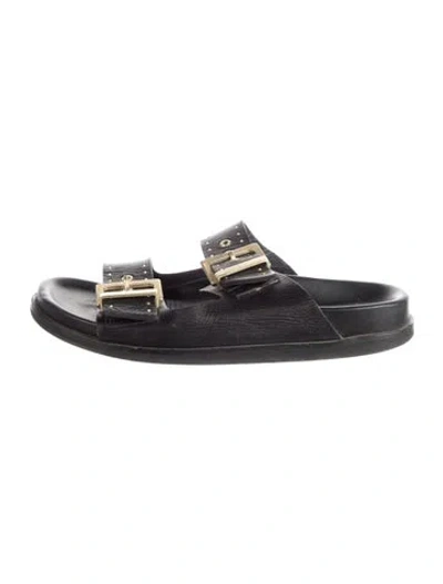 Pre-owned Allsaints Leather Slides In Black