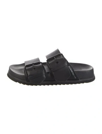 Pre-owned Allsaints Leather Slides In Black