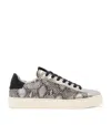 Allsaints Leather Snake-effect Shana Sneakers In Gray