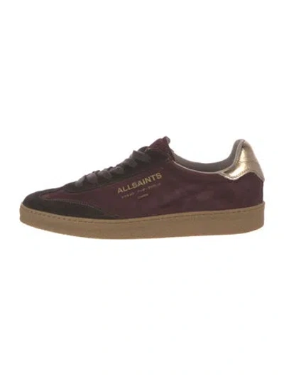 Pre-owned Allsaints Leather Sneakers In Burgundy