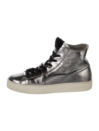 Pre-owned Allsaints Leather Sneakers In Gray