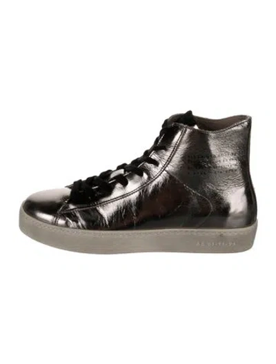 Pre-owned Allsaints Leather Sneakers In Silver