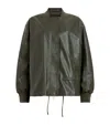 Allsaints Sofi Drawstring Leather Bomber Jacket In Green