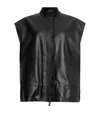 Allsaints Womens Sofi Relaxed-fit Leather Gilet Black In Black
