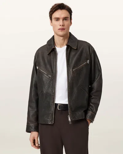 Allsaints Leather Starday Leather Jacket In Black