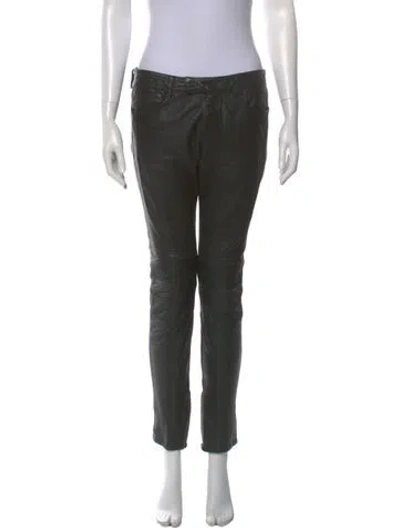Pre-owned Allsaints Leather Straight Leg Pants In Black
