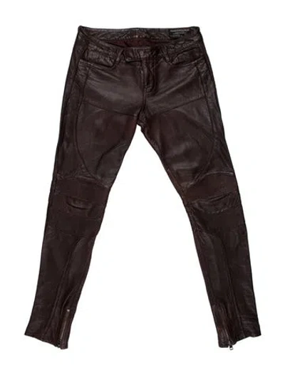 Pre-owned Allsaints Leather Straight Leg Pants In Black