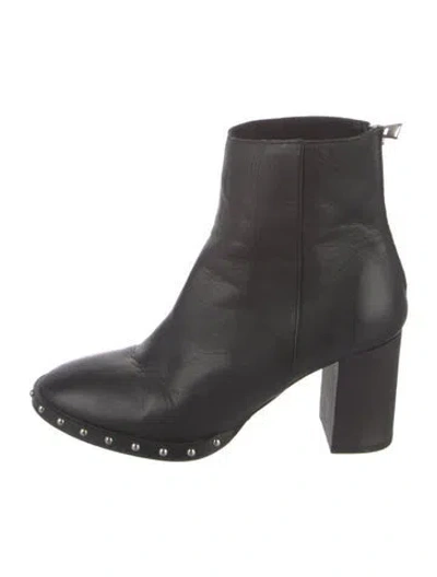 Pre-owned Allsaints Leather Studded Accents Boots In Black