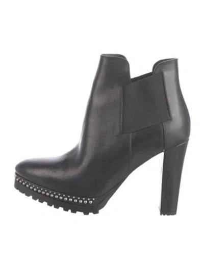 Pre-owned Allsaints Leather Studded Accents Chelsea Boots In Black