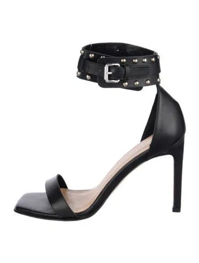 Pre-owned Allsaints Leather Studded Accents Sandals In Black