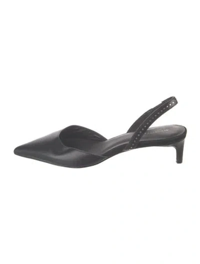 Pre-owned Allsaints Leather Studded Accents Slingback Pumps In Grey
