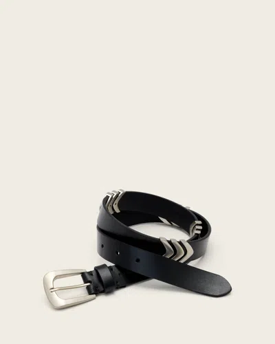 Allsaints Leather Suki Leather Belt In Metallic