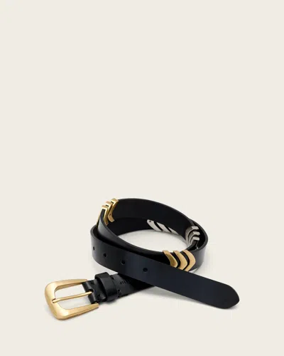 Allsaints Leather Suki Leather Belt In Metallic