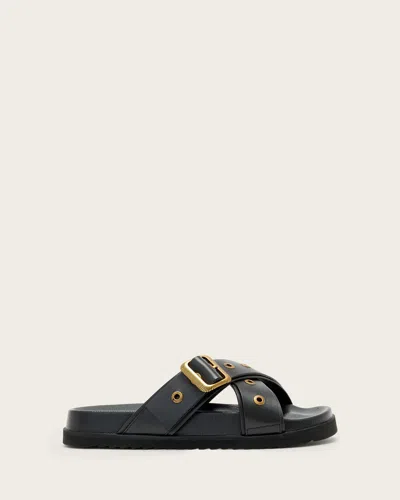 Allsaints Leather Suki Western Leather Sandal In Green