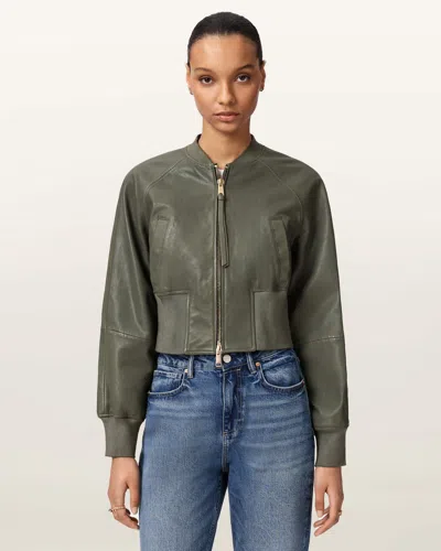 Allsaints Leather Suri Cropped Leather Bomber Jacket