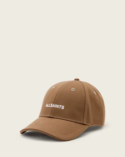 Allsaints Leather Theo Baseball Cap In Brown