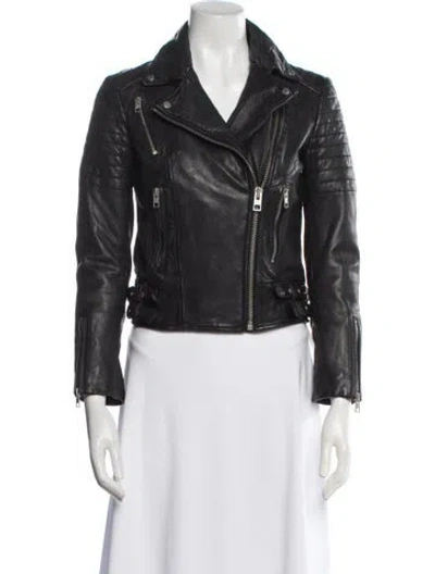 Pre-owned Allsaints Leather Trench Coat In Black