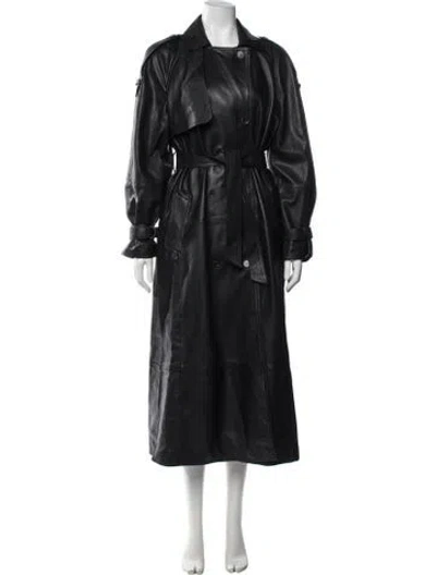 Pre-owned Allsaints Leather Trench Coat W/ Tags In Black