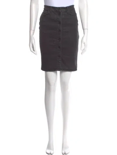 Pre-owned Allsaints Leather Trim Embellishment Knee-length Skirt In Gray