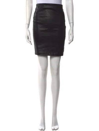 Pre-owned Allsaints Leather Trim Embellishment Mini Skirt In Black