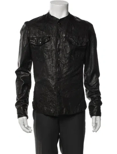 Pre-owned Allsaints Leather Trucker Jacket In Black