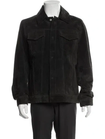 Pre-owned Allsaints Leather Trucker Jacket In Black