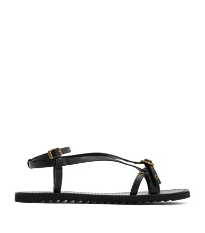 Allsaints Leather Tyla Eyelet Sandals In Black