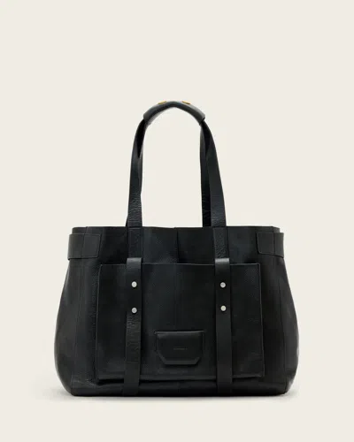 Allsaints Leather Ursa Grain Leather Tote Bag In Black