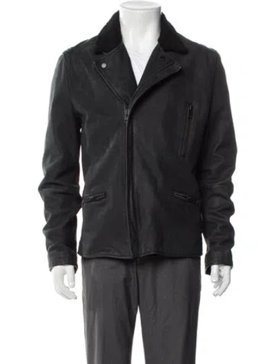 Pre-owned Allsaints Leather Utility Jacket In Black