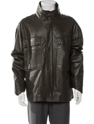 Pre-owned Allsaints Leather Utility Jacket In Green