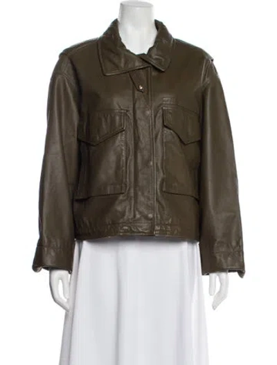 Pre-owned Allsaints Leather Utility Jacket W/ Tags In Green