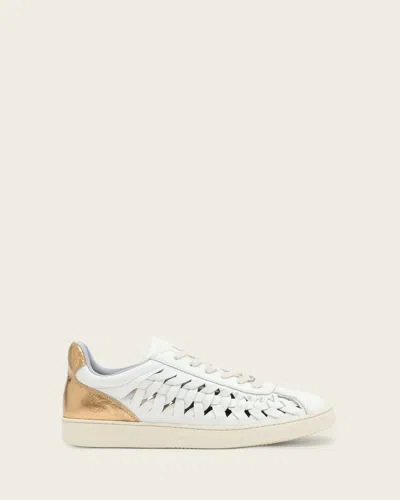 Allsaints Leather Velma Leather Woven Trainers In Red